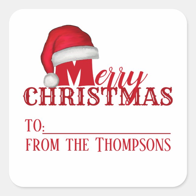 Whimsical Cute Holiday Santa Claus Christmas Square Sticker (Front)