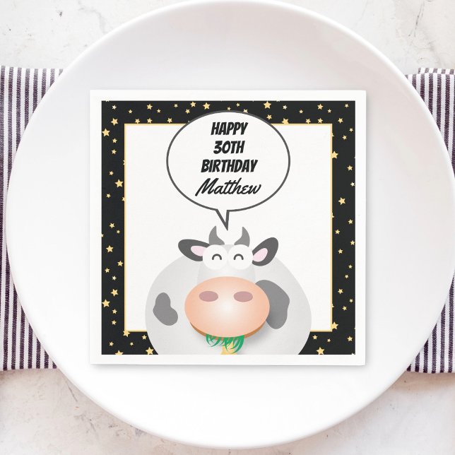 Whimsical Cute Holy Cow Happy Birthday Party Napkins (Creator Uploaded)