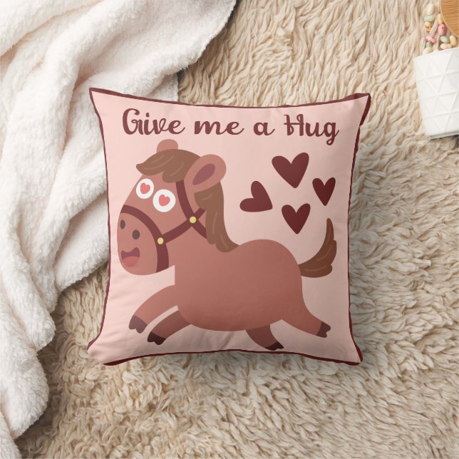Whimsical cute horse personalized quote throw pillow (Blanket)