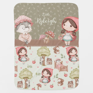Whimsical Cute Little Red Riding Hood Storybook Baby Blanket