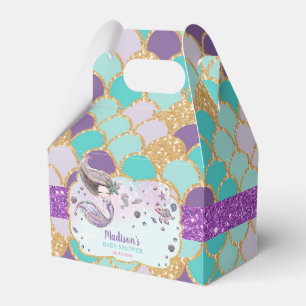 Whimsical Cute Mermaid Baby Shower Girl Thank You Favor Boxes