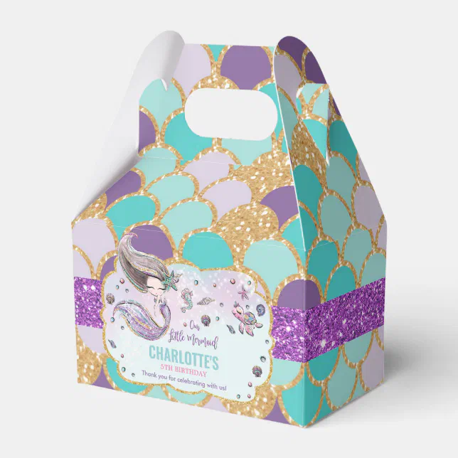 Whimsical Cute Mermaid Birthday Party Thank You Favor Boxes | Zazzle