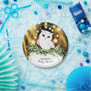 Whimsical Cute Owl Baby Shower Paper Plates