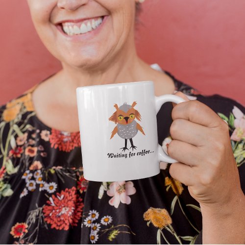 Whimsical cute owl character coffee mug