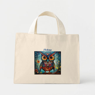 Whimsical Cute Owl Personalized Mini Tote Bag