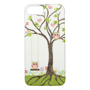 Whimsical Cute Owls Tree of Life Heart Leaf Swirls iPhone 8/7 Case