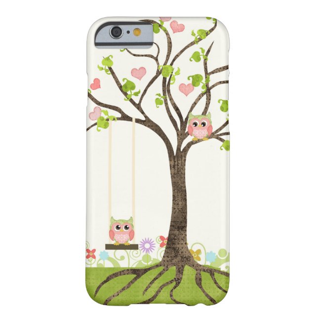 Whimsical Cute Owls Tree of Life Heart Leaf Swirls Case-Mate iPhone Case (Back)
