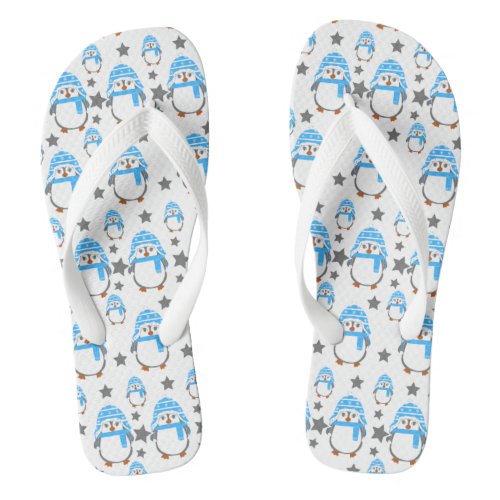 whimsical cute penguins  flip flops