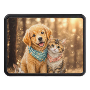 Whimsical Cute Pet Nature illustration Trailer Hitch Cover