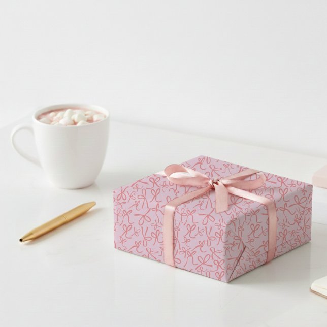 Whimsical Cute Pink Bows Pattern Girly Gift Wrapping Paper (Whimsical Cute Pink Bows Pattern Girly Gift Wrapping Paper
)