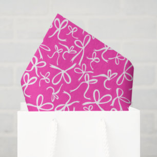 Whimsical Cute Pink White Bows Pattern Girly Gift Tissue Paper