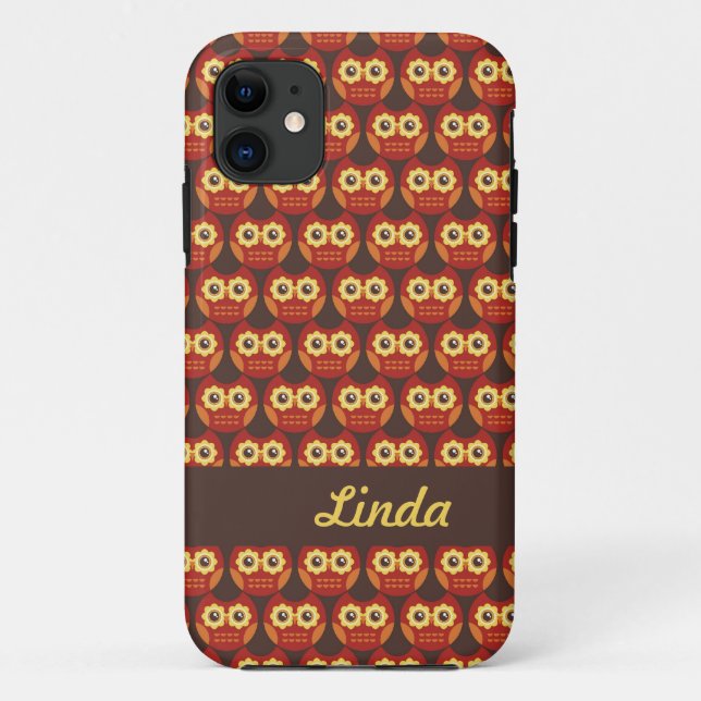 Whimsical Cute Red Owl Pattern 1 iPhone 5 Case (Back)