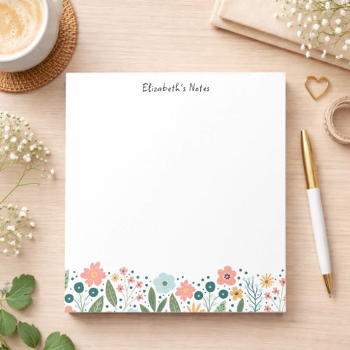 Whimsical Cute Retro Flowers Wildflower Floral Notepad