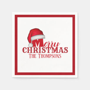 Whimsical Cute Santa Claus Holiday Christmas Napkins