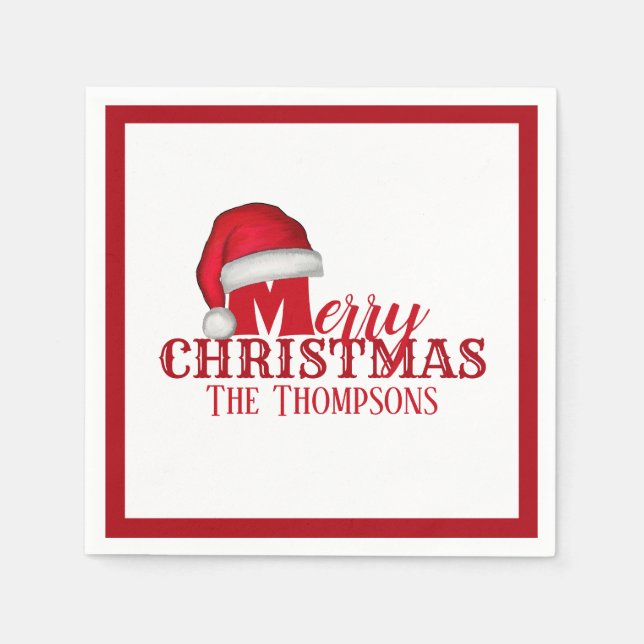 Whimsical Cute Santa Claus Holiday Christmas Napkins (Front)