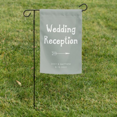 Whimsical Cute Script Heart Sage Green Wedding Garden Flag