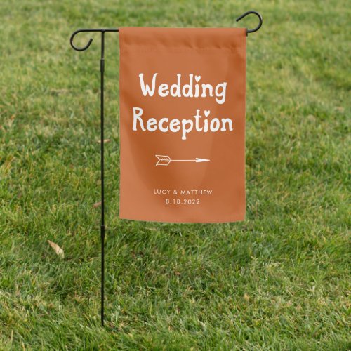 Whimsical Cute Script Heart Terracotta Wedding Garden Flag