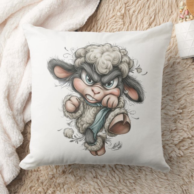 Whimsical Cute Sheep Throw Pillow (Blanket)