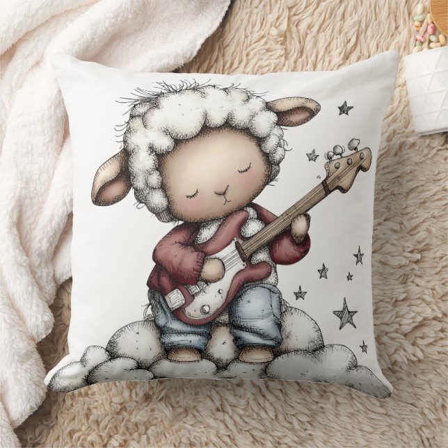 Whimsical Cute Sheep Throw Pillow (Blanket)