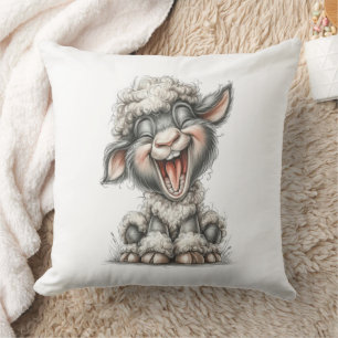Whimsical Cute Sheep Throw Pillow
