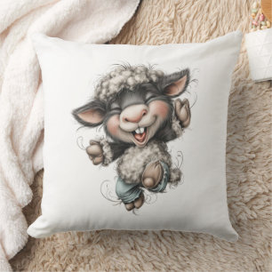 Whimsical Cute Sheep Throw Pillow