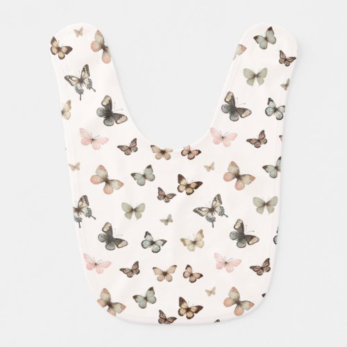 Whimsical Cute Soft Butterfly Pattern Baby Girl  Baby Bib