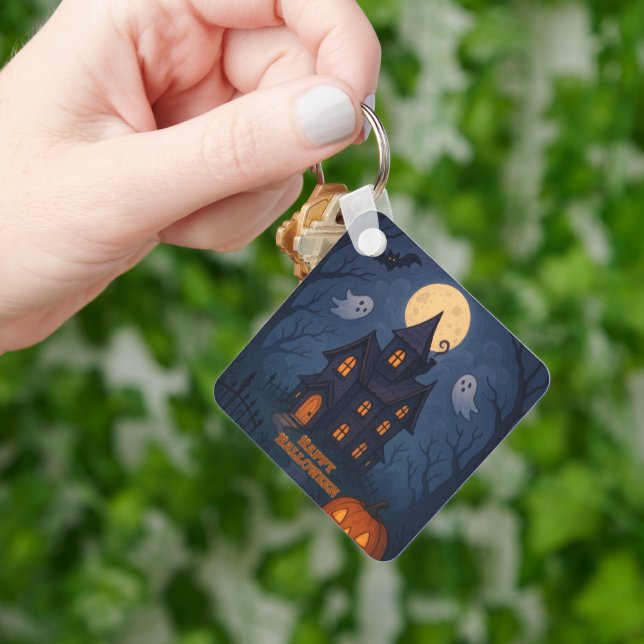 Whimsical Cute Spooky Haunted House | Halloween -  Keychain (Hand)