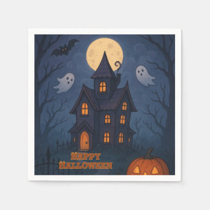 Whimsical Cute Spooky Haunted House   Halloween -  Napkins