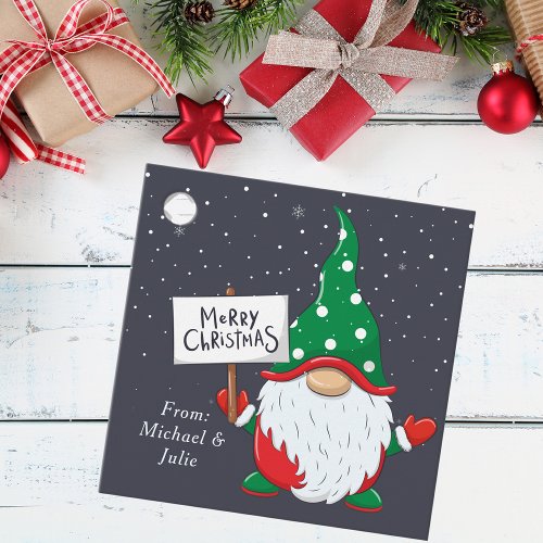 Whimsical Cute Stylish Merry Christmas Gnome Favor Tags
