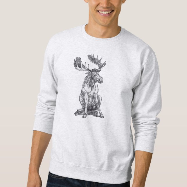 Whimsical Cute Summer Moose Siesta Sweatshirt (Front)