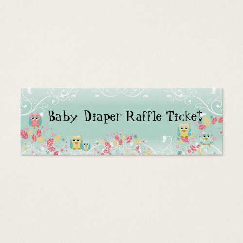 Whimsical Cute Swirl Owl Baby Diaper Raffle Ticket Business Card Templates
