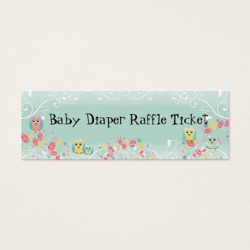 Customizable Whimsical Cute Swirl Owl Baby Diaper Raffle Ticket Business Card Templates