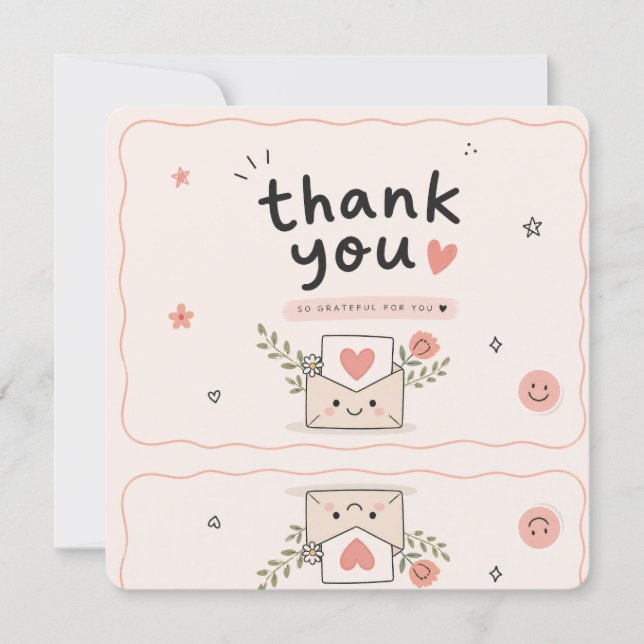 Whimsical, Cute Thank You Card (Front)
