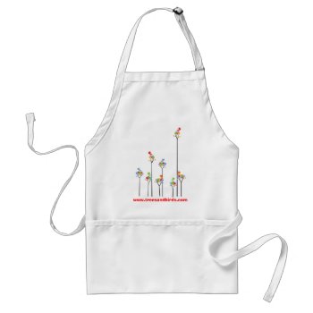 Whimsical Cute Tweet Birds Colorful Fun Tree Dots Adult Apron by fatfatin_design at Zazzle