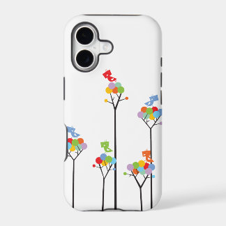 Whimsical Cute Tweet Birds Colorful Fun Tree Dots iPhone 17 Case