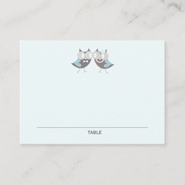 Whimsical Cute Wedding Owls Wedding Place Cards (Front)