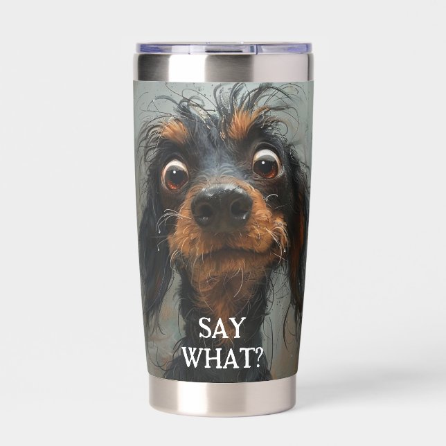 Whimsical Dachshund Disarray Hair - SAY WHAT? Insulated Tumbler (Front)
