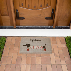 Whimsical Dachshund  Fiber Doormat
