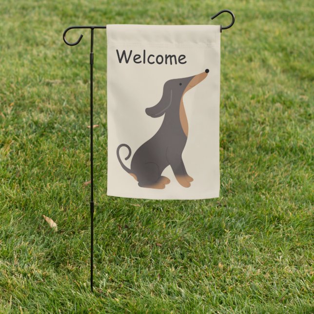 Whimsical Dachshund  Garden Flag (In SItu)