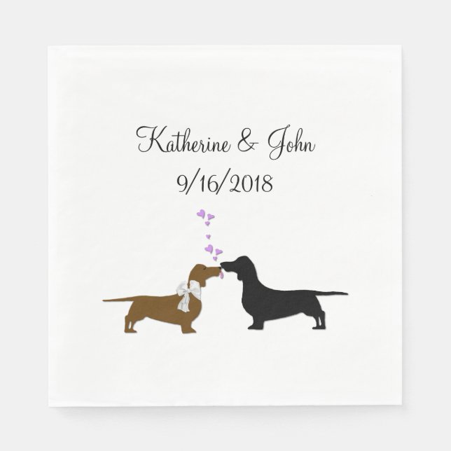 Whimsical Dachshund Wedding Paper Napkin (Front)
