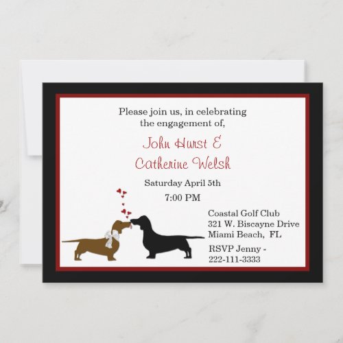 Whimsical Dachshunds Engagement Party Invitation