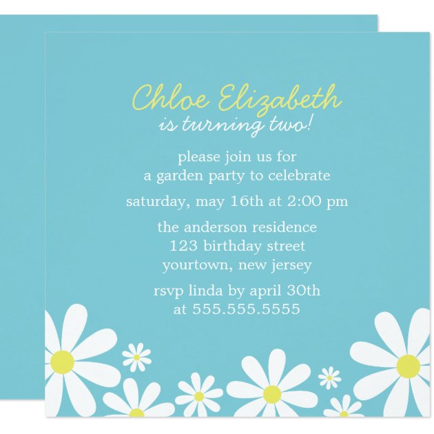 Whimsical Daisies Birthday Party Invitation