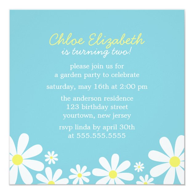 Whimsical Daisies Birthday Party Invitation