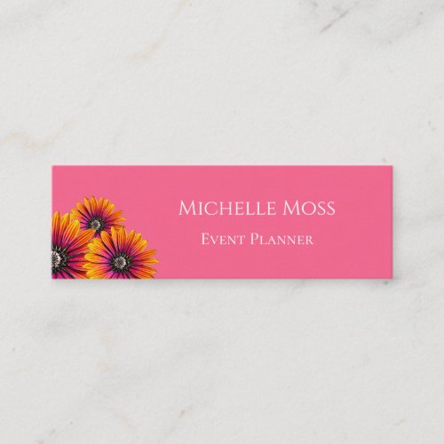 Whimsical Daisies Bohemian Pink Event Planner Mini Business Card