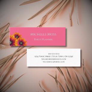 Whimsical Daisies Bohemian Pink Event Planner Mini Business Card