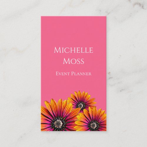 Whimsical Daisies Boho Pink Colorful   Business Card