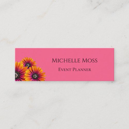 Whimsical Daisies Boho Pink Event Planner Mini Business Card