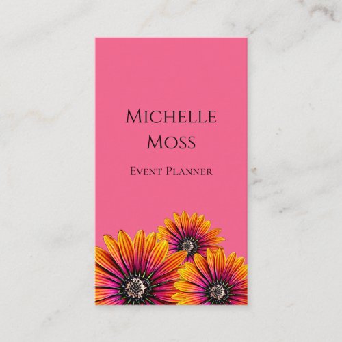 Whimsical Daisies Botanical Pink Colorful   Business Card