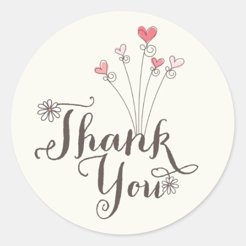 Whimsical Daisies Love Girl 1st Birthday Thank You Classic Round Sticker
