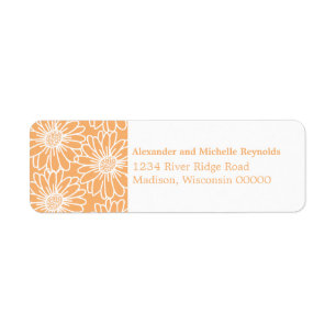 Whimsical Daisies Return Address Labels, Orange Label